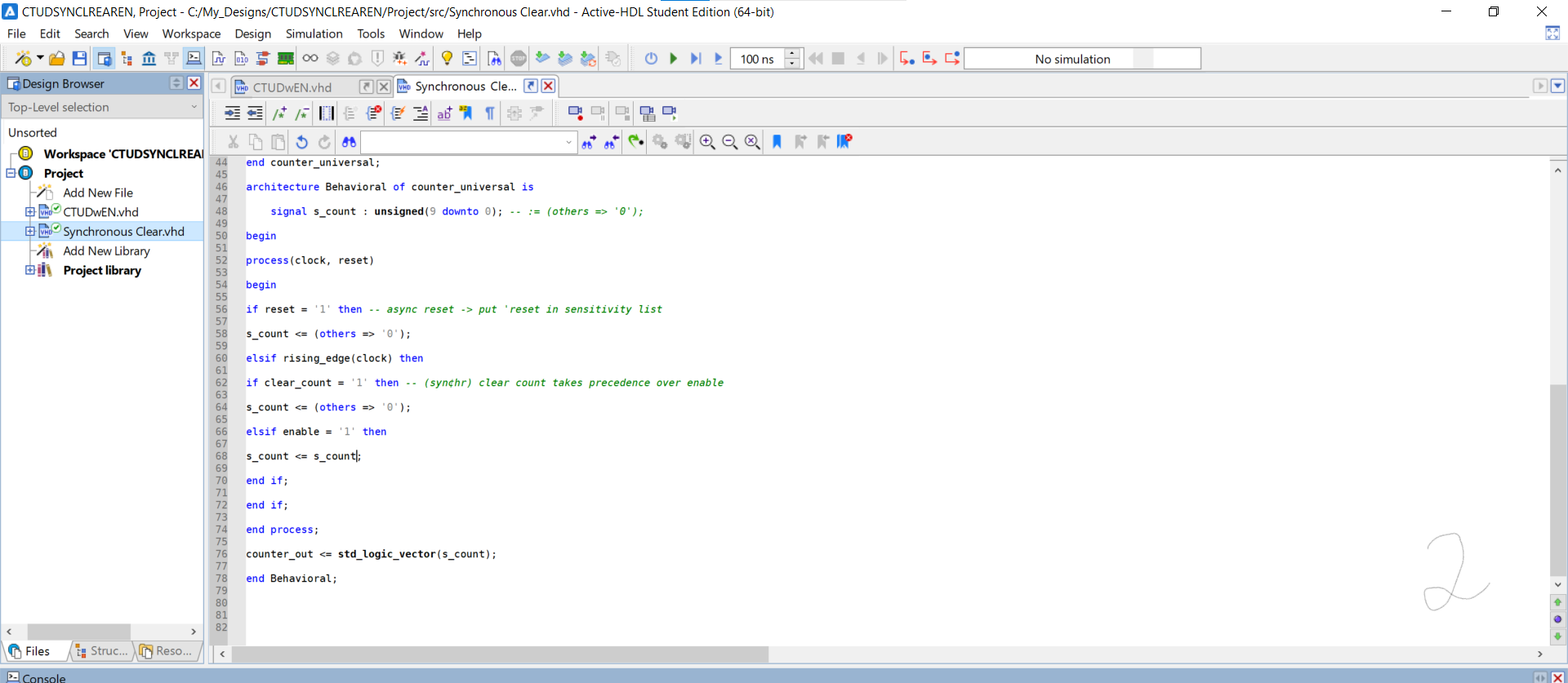 Solved Workspace 'CTUDSYNCLREA Project Add New File | Chegg.com