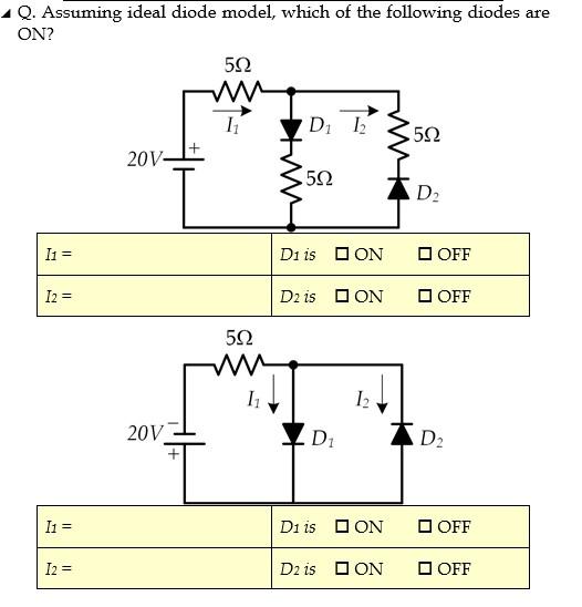 Solved Q. Assuming ideal diode model, which of the following | Chegg.com