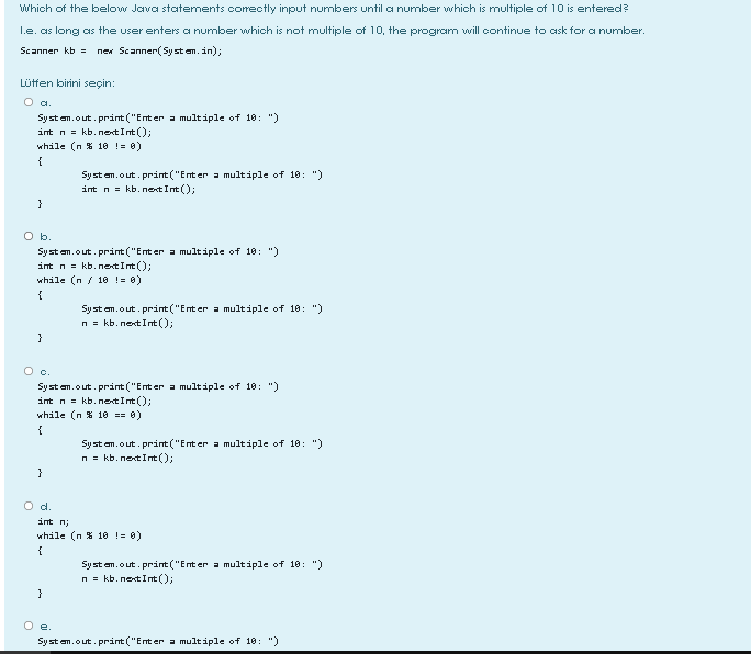 Solved Which of the below Java statements correctly input | Chegg.com