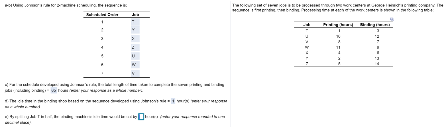 Solved A-b) Using Johnson's Rule For 2-machine Scheduling, | Chegg.com