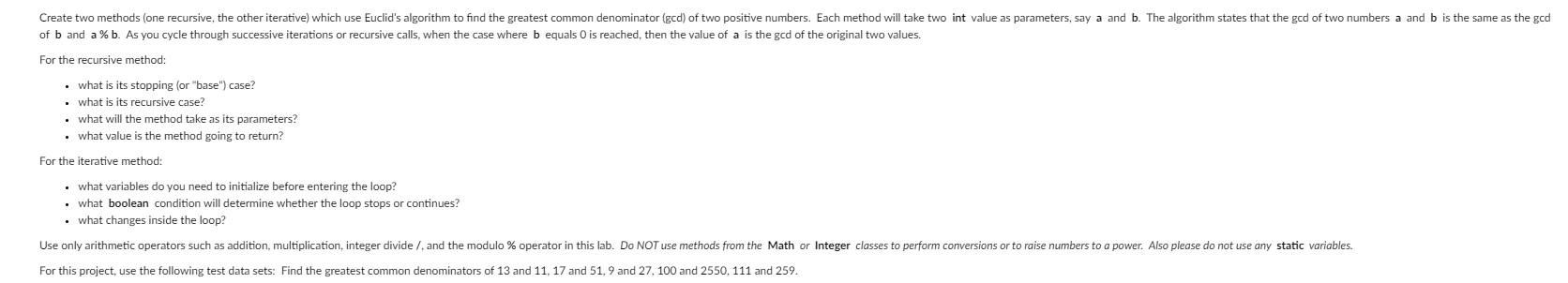 Solved Create two methods (one recursive, the other | Chegg.com
