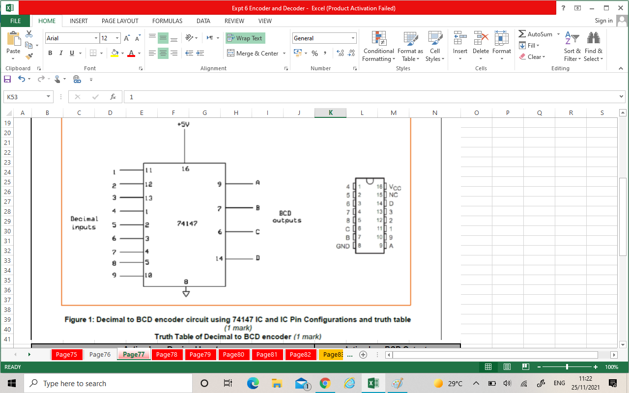 Solved XL ? क 同 x Expt 6 Encoder and Decoder - Excel | Chegg.com