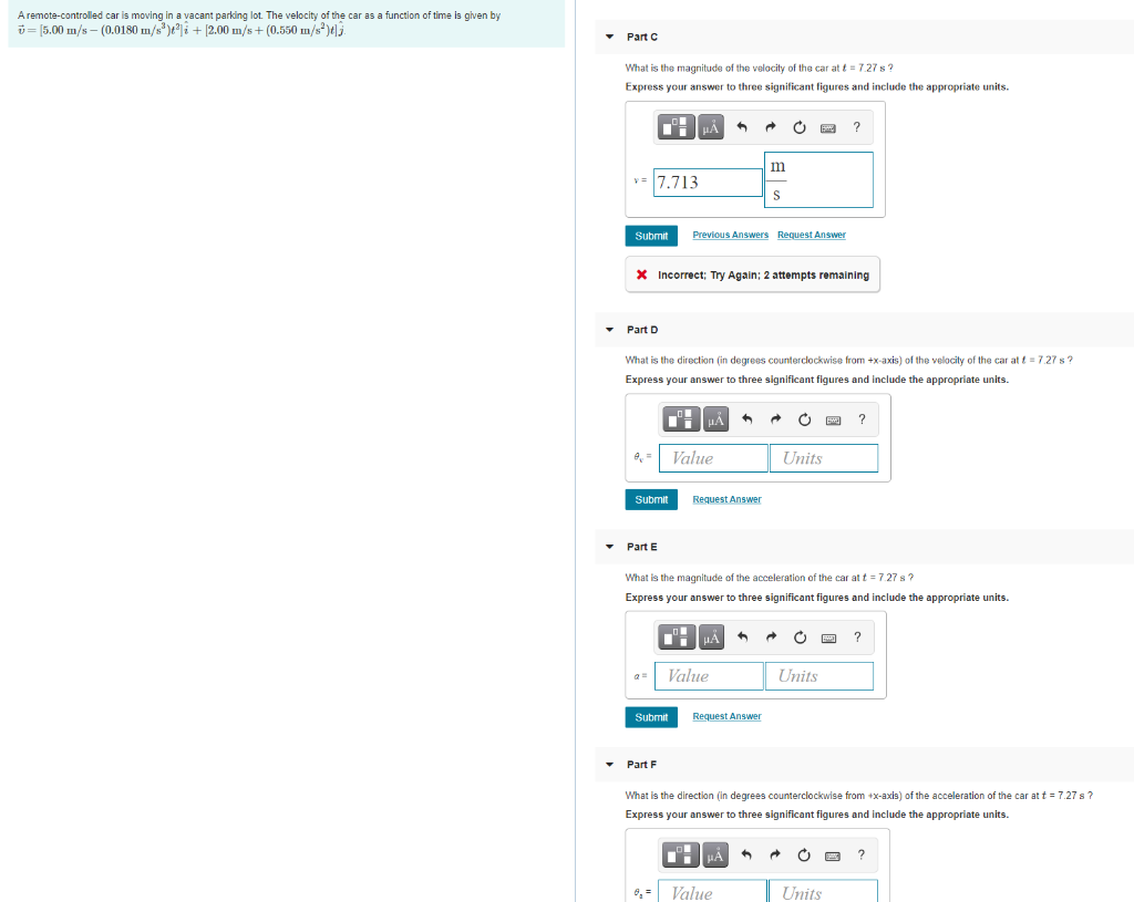 Solved A remotecontrolled car is moving in a vacant parking