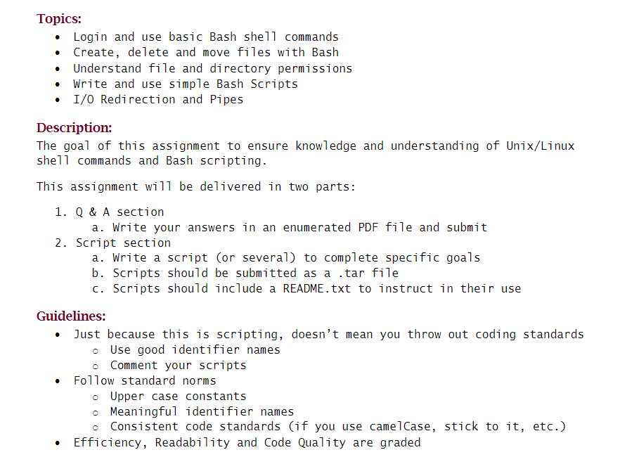 Topics Login And Use Basic Bash Shell Commands Chegg Com