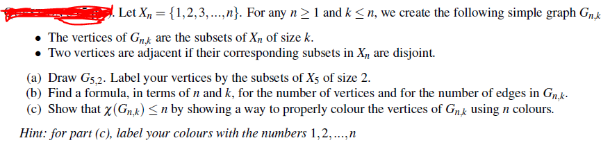 Let 1 2 3 N For Any N 1 And K Chegg Com