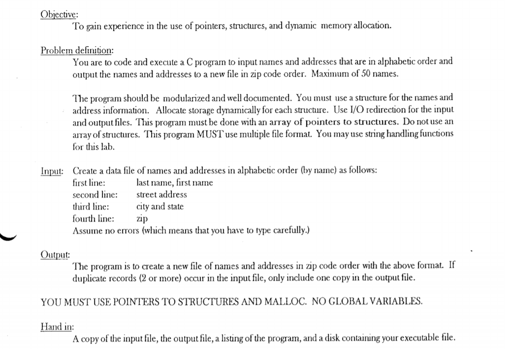Solved Help with c program YOU MUST USE POINTERS TO | Chegg.com