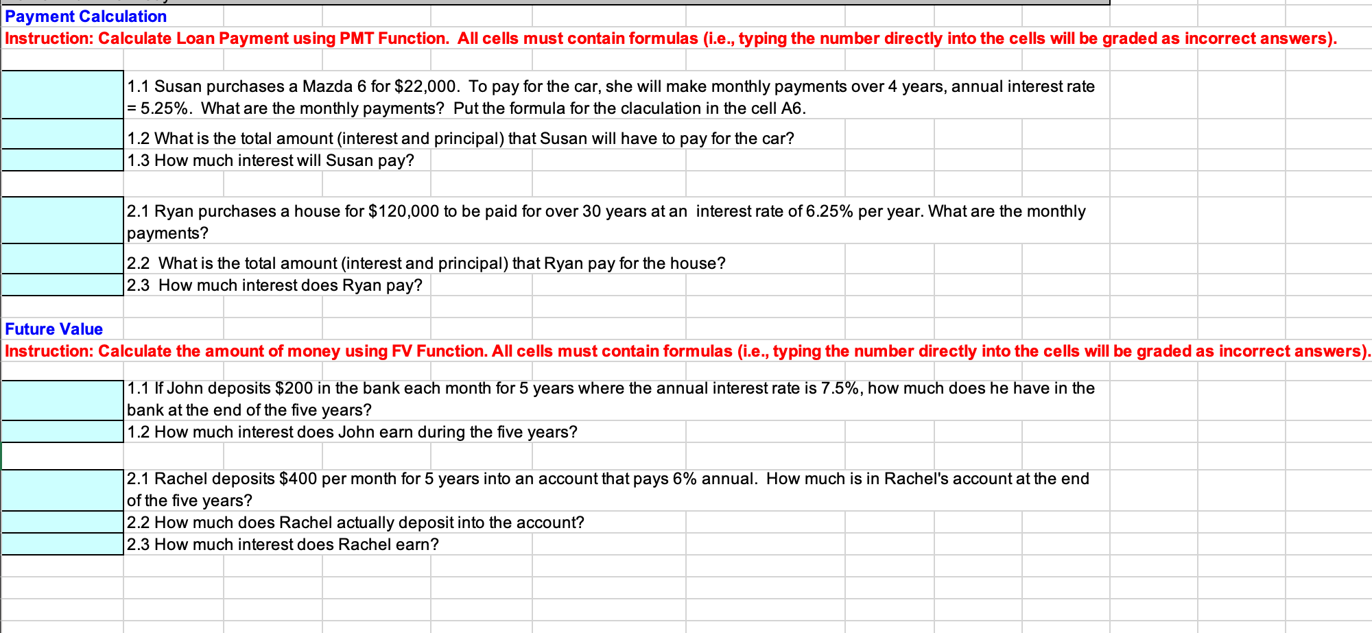 payment calculation assignment quiz