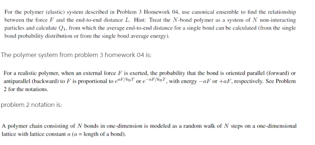 For the polymer (elastic) system described in Problem | Chegg.com
