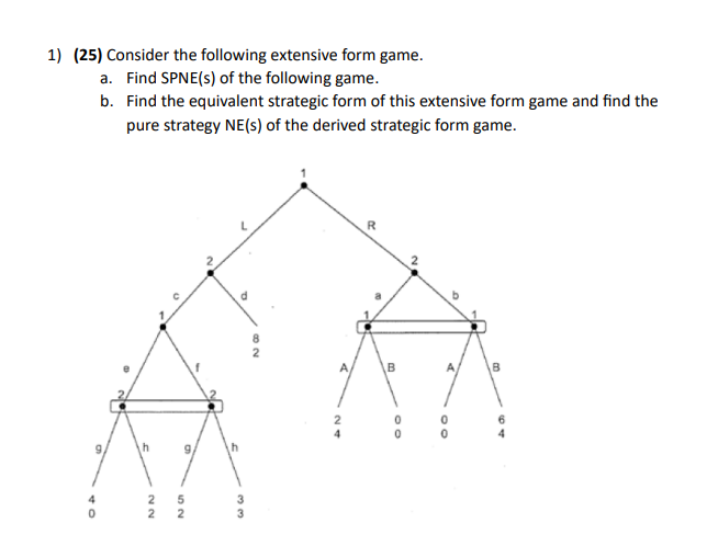 Solved 1) (25) Consider The Following Extensive Form Game. | Chegg.com