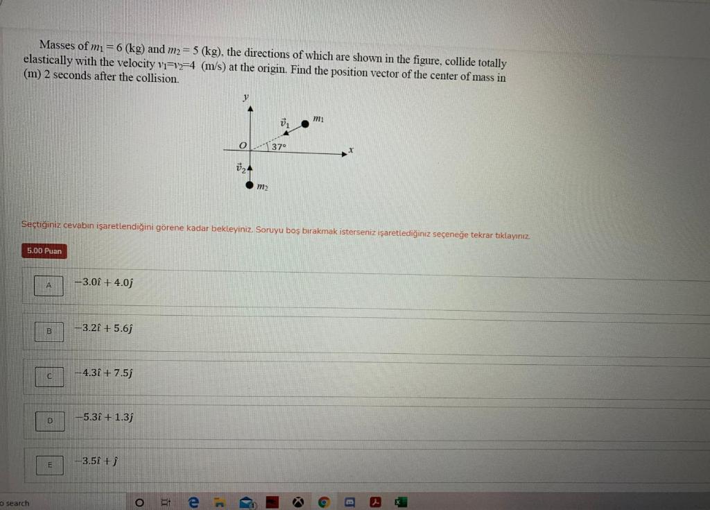 Solved Masses of mı = 6 (kg) and m2 = 5 (kg) the directions