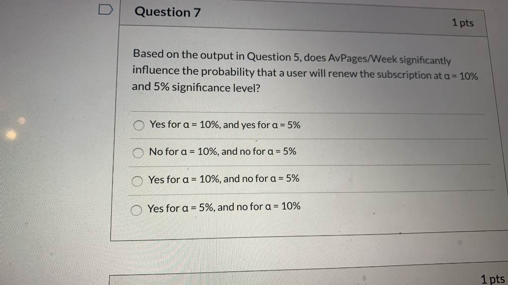 Solved Question 5 1 pts Questions 5 to 10 are based on the | Chegg.com