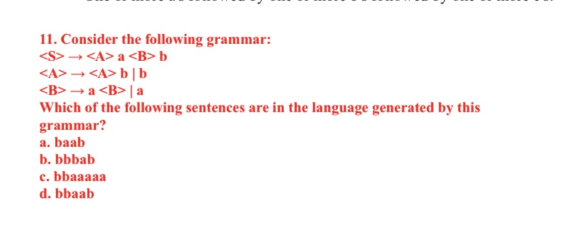 Solved Consider The Following Grammar: → A B | Chegg.com