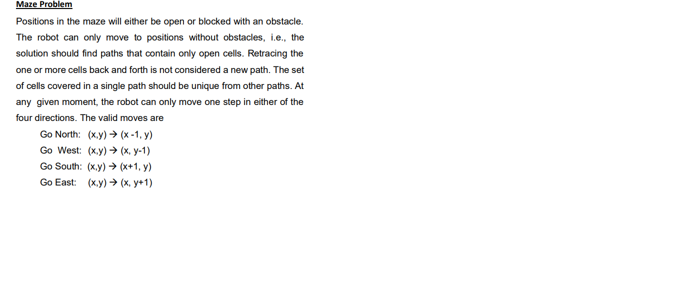 Solved Maze Problem Positions in the maze will either be | Chegg.com