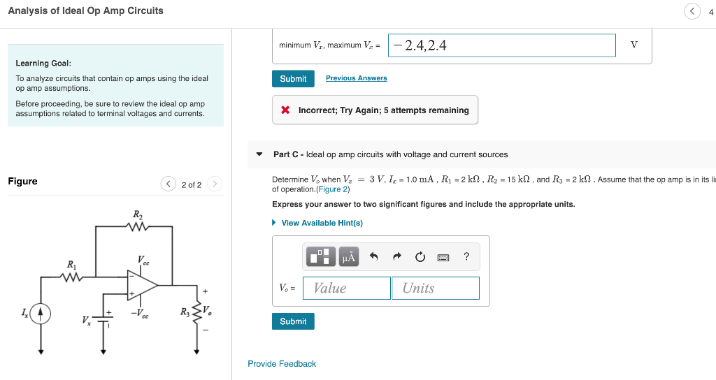 Solved Learning Goal Part A- Ideal op amp circuits with a | Chegg.com