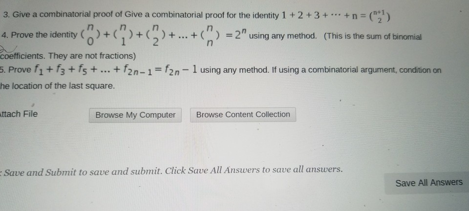 Solved 3. Give A Combinatorial Proof Of Give A Combinatorial | Chegg.com