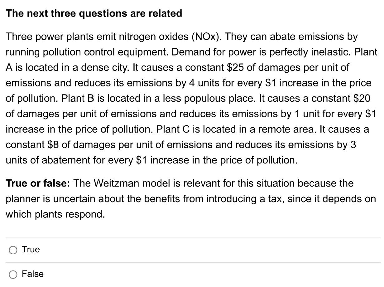 Solved What is the secondbest tax rate on NOx emissions,