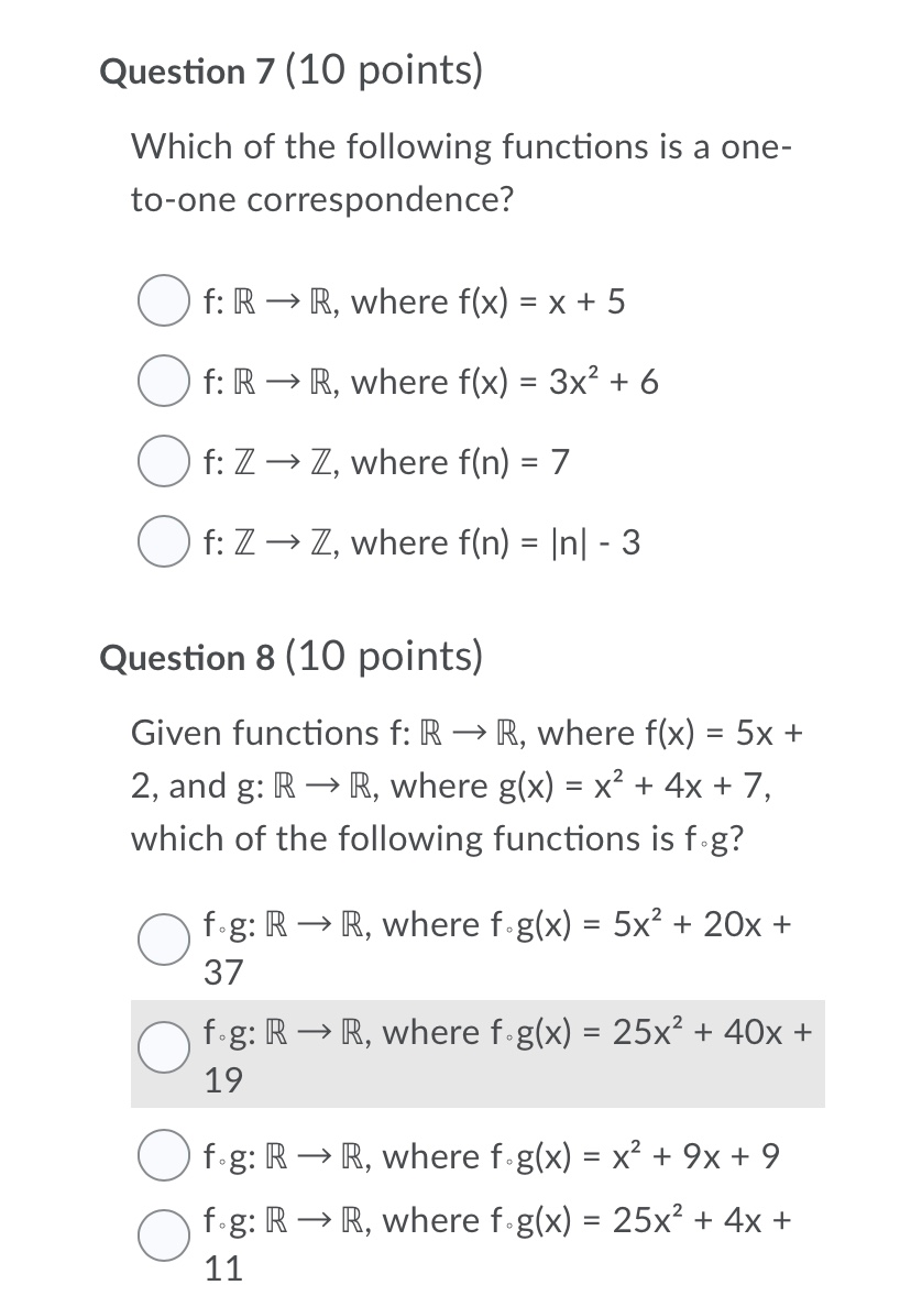 Solved Question 7 (10 points) Which of the following | Chegg.com