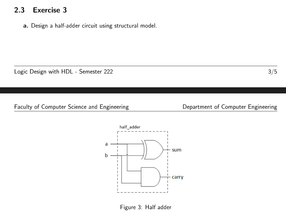 Solved A Design A Half Adder Circuit Using Structural Chegg Com   PhpOyNkTH