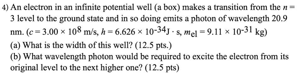 Solved An electron in an infinite potential well (a box) | Chegg.com