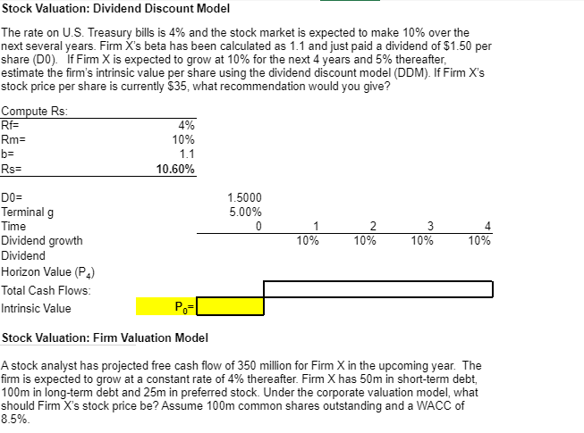 Stock Valuation: Dividend Discount Model The rate on | Chegg.com