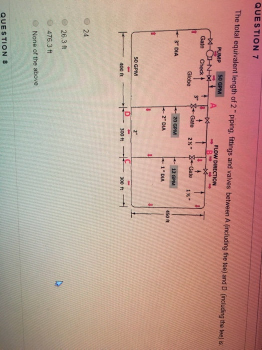 Solved QUESTION 7 The total equivalent length of 2" piping,