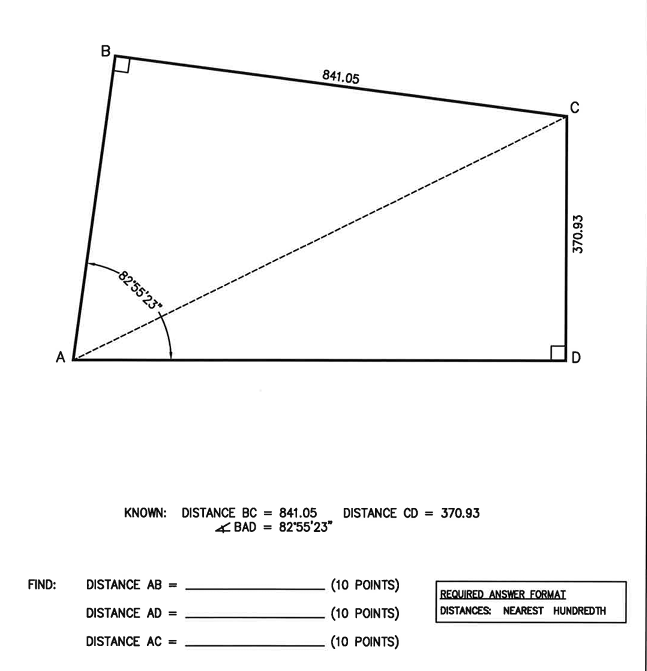 Solved KNOWN: DISTANCE BC =841.05 DISTANCE CD=370.93 | Chegg.com
