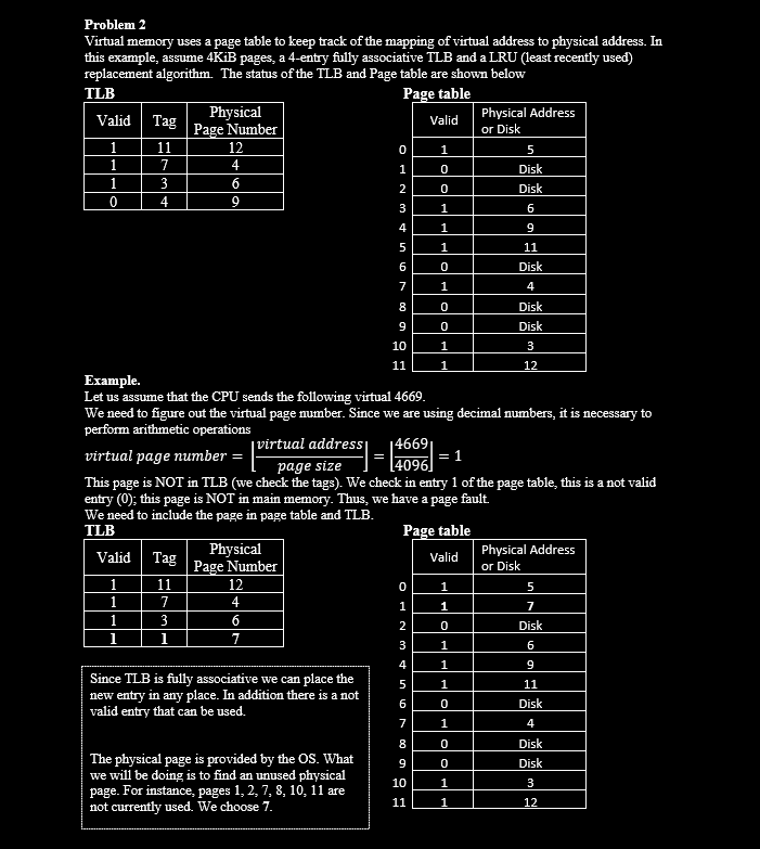 Problem 2 Virtual memory uses a page table to keep