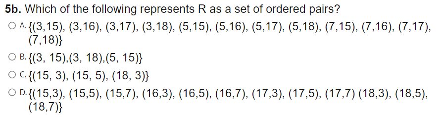 5b. Which of the following represents R as a set of | Chegg.com