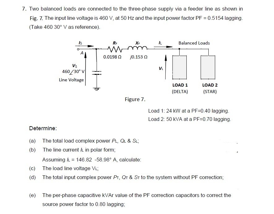 Solved 7. Two balanced loads are connected to the | Chegg.com