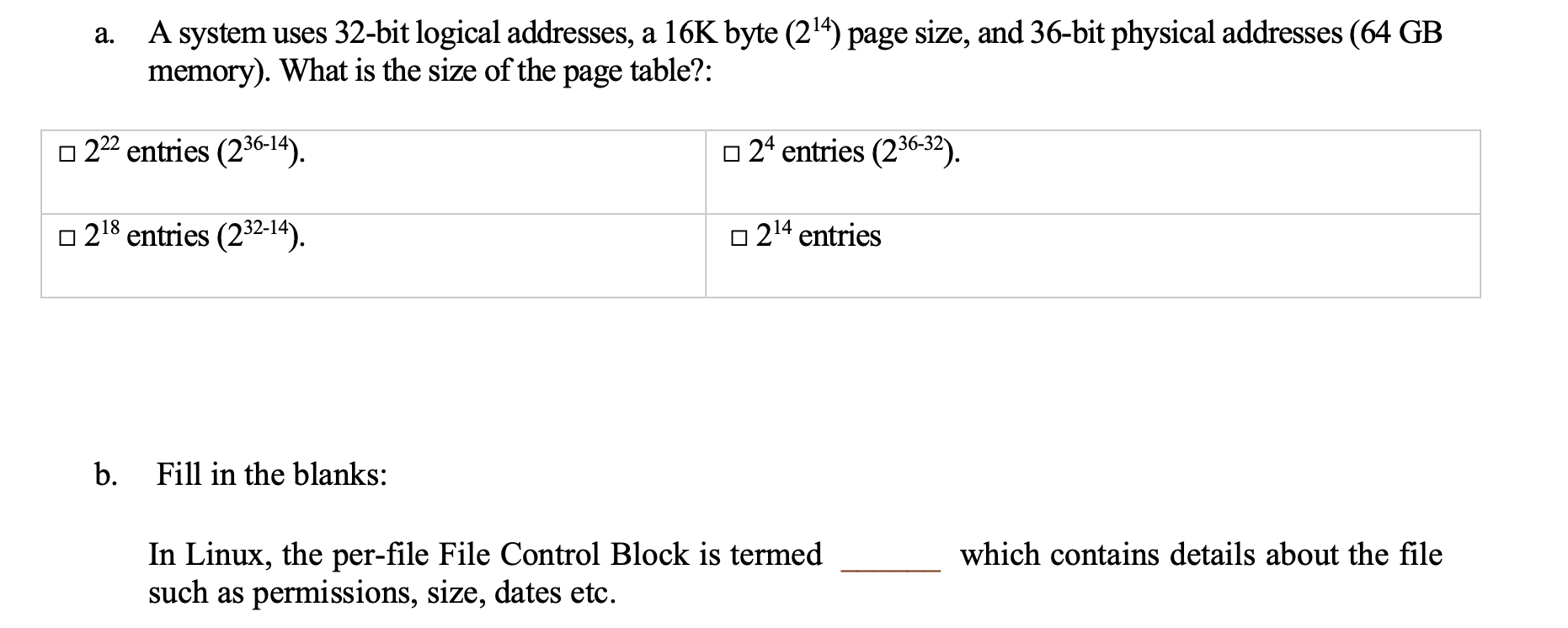 Solved A system uses 32-bit logical addresses, a 16K byte | Chegg.com