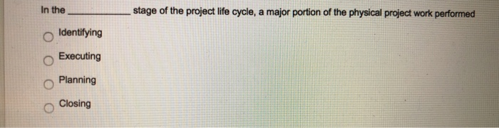 Solved stage of the project life cycle, a major portion of | Chegg.com