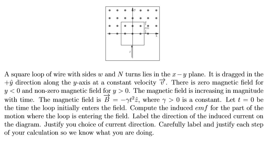 Solved @ % 9 2 9 8 8 A square loop of wire with sides w and | Chegg.com