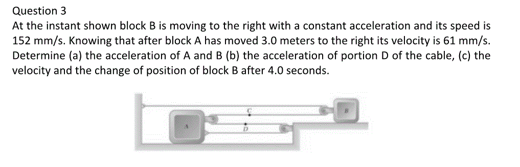 Solved Question 3 At The Instant Shown Block B Is Moving To | Chegg.com