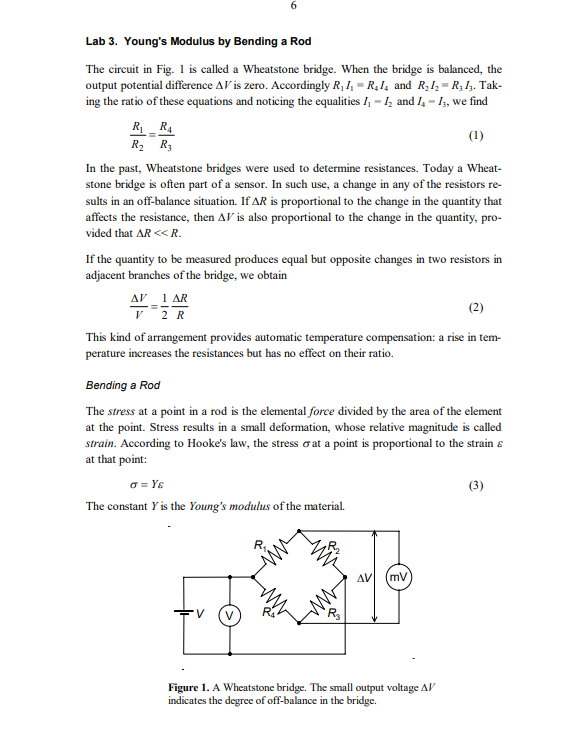 Solved Lab 3. Young's Modulus by Bending a Rod The circuit | Chegg.com