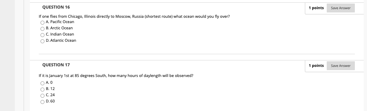 Solved QUESTION 16 1 points Save Answer If one flies from | Chegg.com