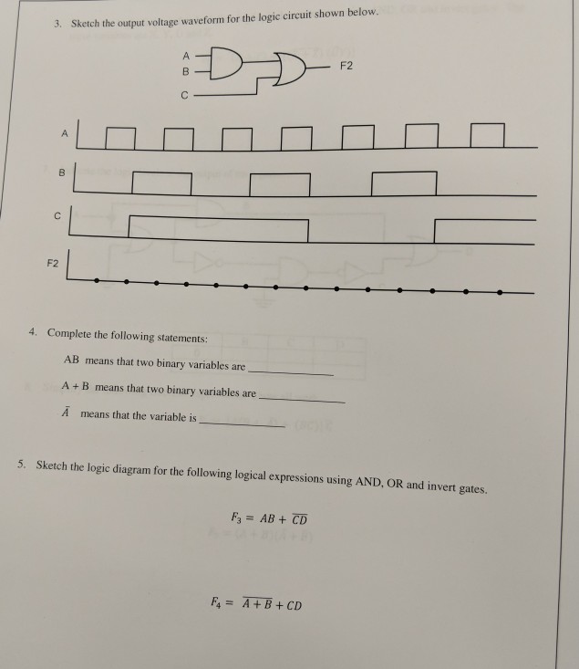 Solved 3. Sketch the output voltage waveform for the logic | Chegg.com