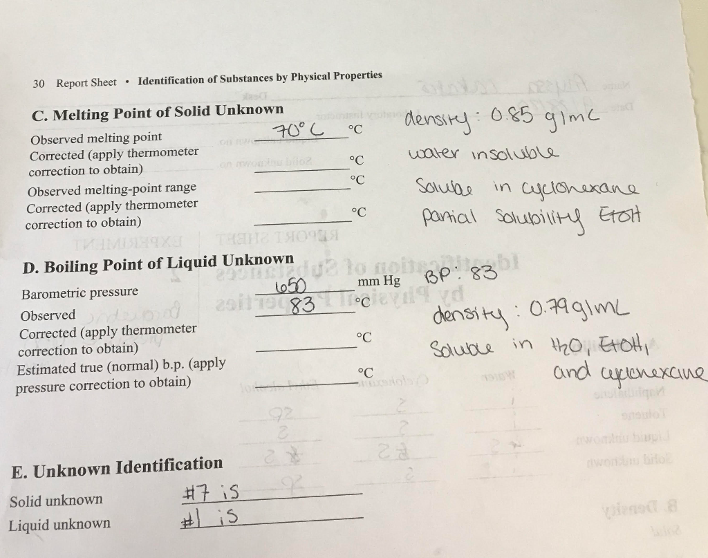 30 Report Sheet Identification of Substances by | Chegg.com