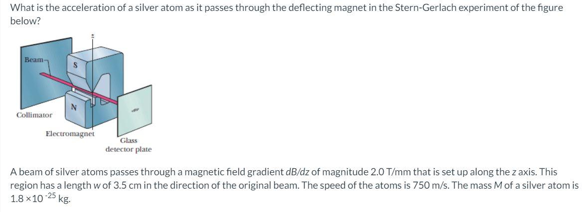 Solved What is the acceleration of a silver atom as it | Chegg.com