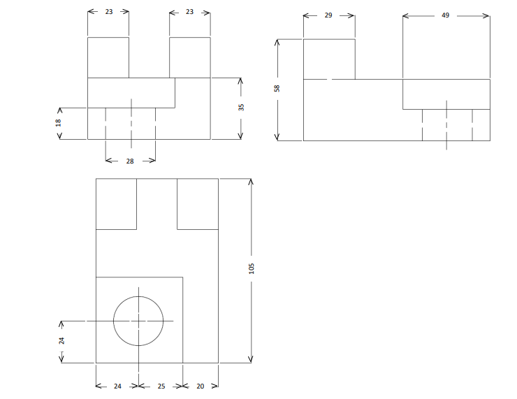 Solved Figure 1 shows the multi-view of a component in third | Chegg.com