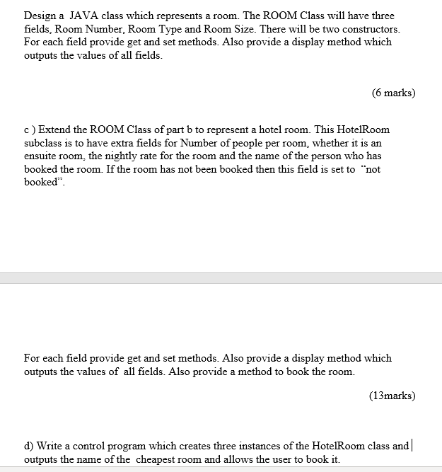 Solved Design a JAVA class which represents a room. The ROOM | Chegg.com