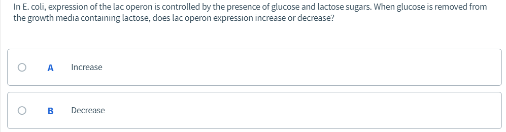 Solved In E. coli, expression of the lac operon is | Chegg.com