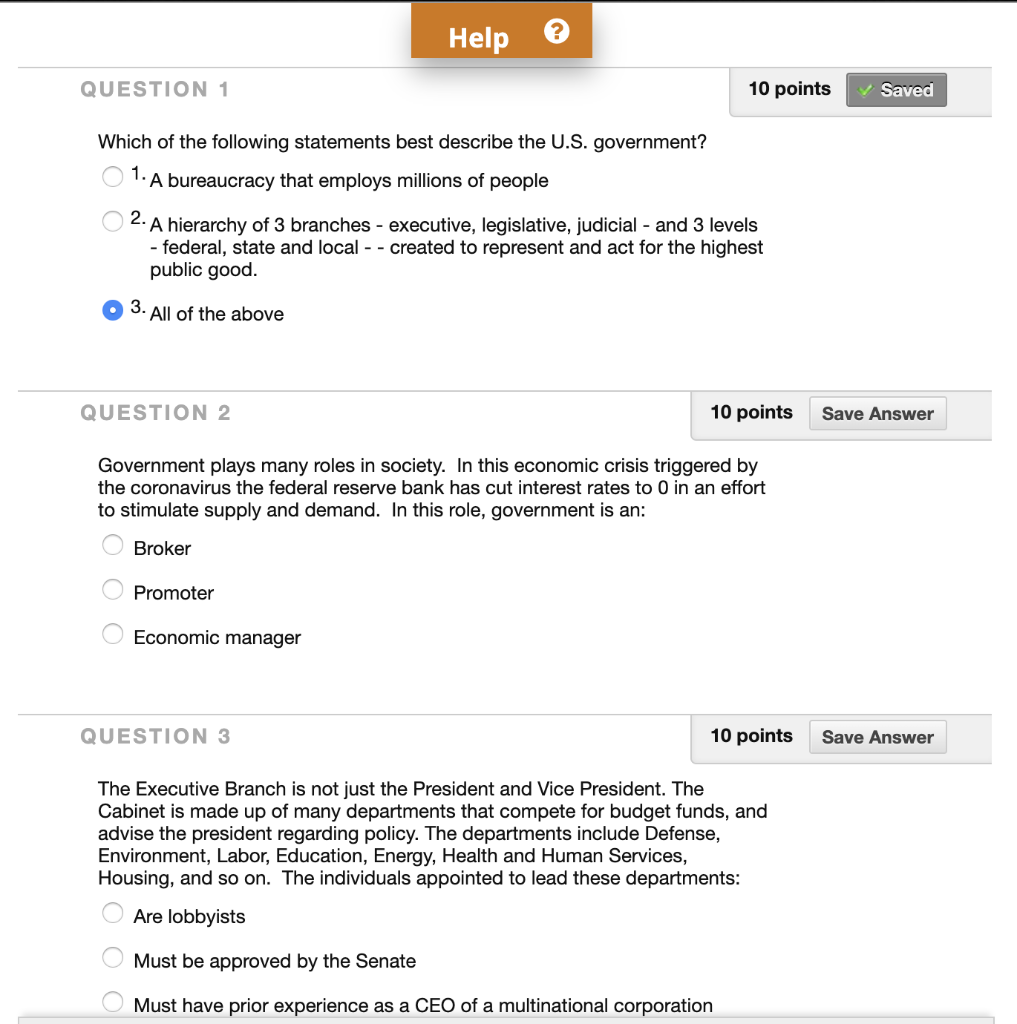 Solved Help © QUESTION 1 10 points Saved Which of the | Chegg.com