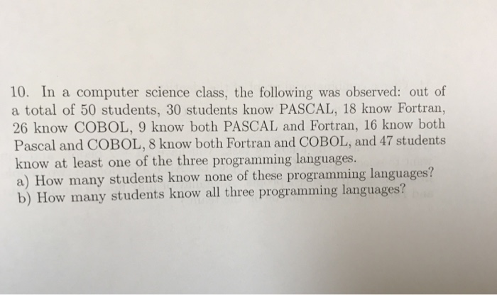 Solved In a computer science class, the following was | Chegg.com