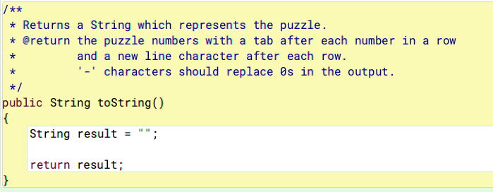 Solved 4. Complete the toString method to return a String | Chegg.com