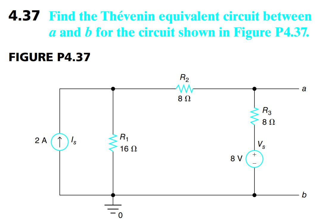 Solved 4.37 Find the Thévenin equivalent circuit between a | Chegg.com