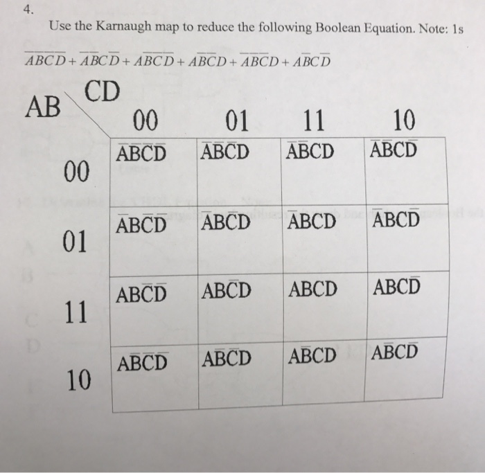 Solved Use the Karnaugh map to reduce the following Boolean | Chegg.com