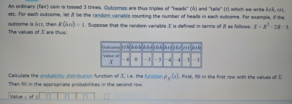 Solved An ordinary fair coin is tossed 3 times. Outcomes Chegg