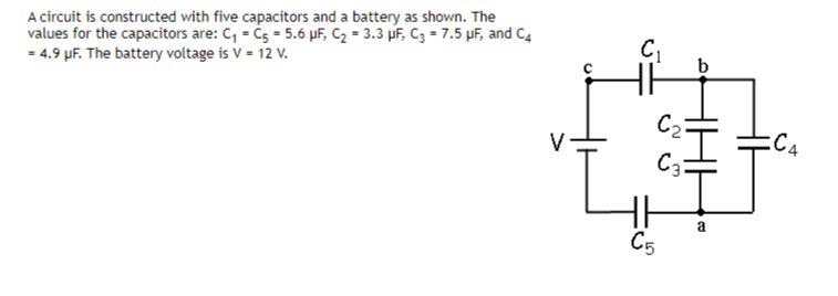 Solved A Circuit Is Constructed With Five Capacitors And A | Chegg.com