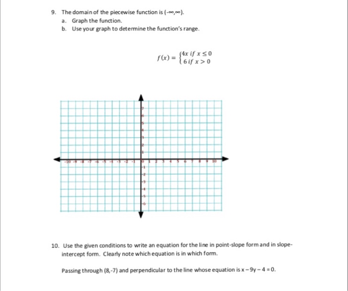 Solved 9 The domain of the piecewise function is () Graph | Chegg.com