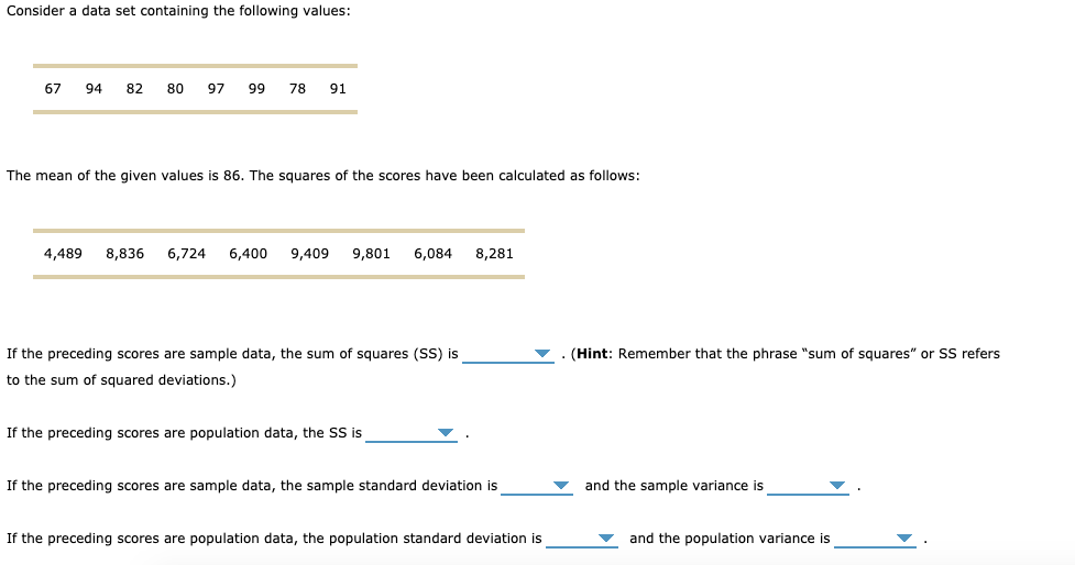Solved 88 96 72 84 95 100 92 90 The mean of the preceding | Chegg.com
